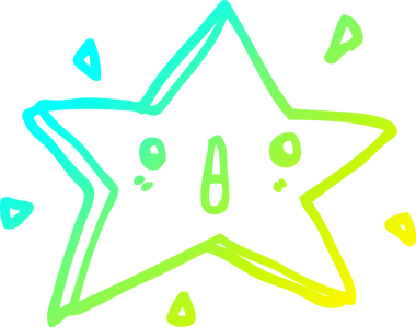 Bir insan tarafından çizilmiş bir çizgi film yıldızının soğuk gradyan çizimi.