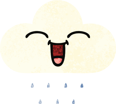 Bir insan tarafından çizilmiş yağmur bulutunun retro çizim tarzı karikatürü