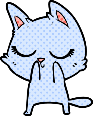 Bir insan tarafından çizilmiş sakin çizgi film kedisi.