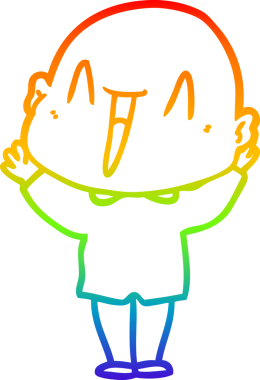 gökkuşağı gradyan çizimi mutlu bir çizgi kel adamın çizimi bir insan tarafından çizildi