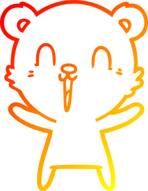 Bir insan tarafından çizilmiş mutlu bir kutup ayısının sıcak çizgi çizimi