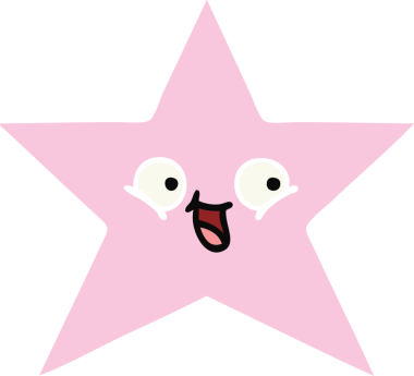 Bir insan tarafından çizilmiş yıldız balığının düz renkli retro karikatürü