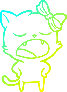 Bir insan tarafından çizilen esneyen bir çizgi filmin soğuk gradyan çizimi