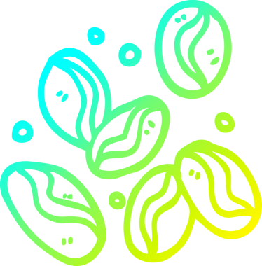 Bir insanın çizdiği kahve çekirdeğinin soğuk gradyan çizgisi.