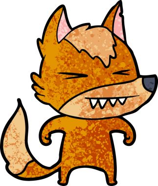 Bir insan tarafından çizilmiş tilki çizgi film karakteri