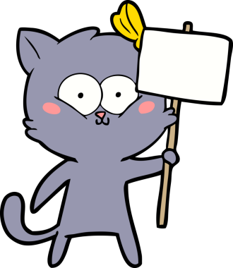 Bir insan tarafından çizilmiş çizgi film kedisi.