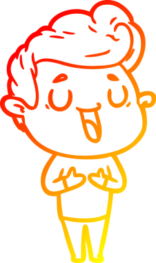 Bir insan tarafından çizilmiş mutlu bir çizgi film karakteri çizimi.