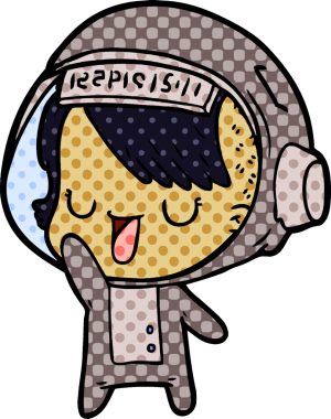 Bir insan tarafından çizilmiş astronot kadın.