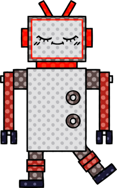 bir insan tarafından çizilmiş bir robotun çizgi roman tarzı