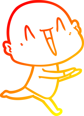 Bir insan tarafından çizilmiş mutlu, kel bir adamın sıcak çizgi çizimi.