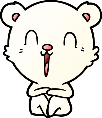 Bir insan tarafından çizilmiş mutlu kutup ayısı çizgi filmi.