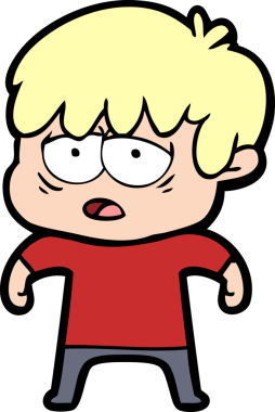 Bir insan tarafından çizilmiş bitkin çocuk çizgi filmi.