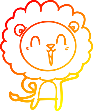 Bir insan tarafından çizilmiş gülen aslan karikatürü.