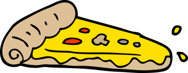 Bir insan tarafından çizilmiş karalama pizza dilimi.