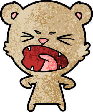 Bir insan tarafından çizilmiş kızgın çizgi film ayısı.