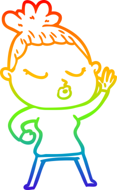 Gökkuşağı gradyan çizgi çizimi bir insan tarafından çizilmiş sakin bir kadın