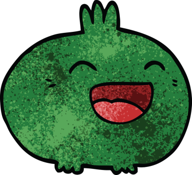 Bir insan tarafından çizilmiş mutlu kök sebze karalaması.