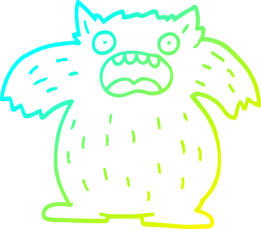 Bir insan tarafından çizilmiş karikatür canavarı çizimi.