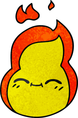 Bir insan tarafından çizilmiş kawaii ateş alevinin serbest çizimi.