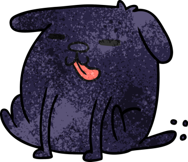 Bir insan tarafından çizilmiş sevimli bir köpeğin desenli çizimi kawaii.