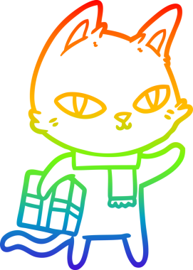 gökkuşağı gradyan çizgi çizimi bir insan tarafından çizilmiş bir çizgi kedi