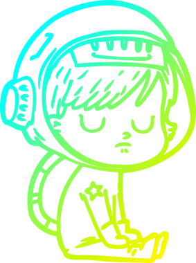 Bir insan tarafından çizilmiş soğuk gradyan çizgili astronot kadın çizimi.