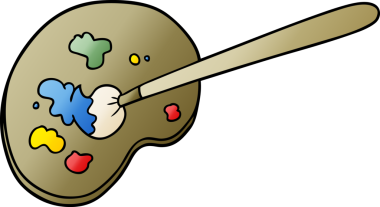 bir insan tarafından çizilmiş karikatür sanatçısı paleti