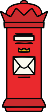 Bir insan tarafından çizilmiş bir İngiliz posta kutusu karikatürü.