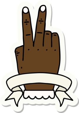 Zafer el hareketinin çıkartması. Bir insan tarafından çizilmiş bayrak.