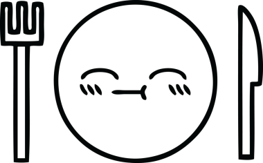 Bir insan tarafından çizilmiş bir yemek tabağının karikatürü.