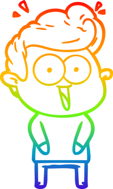 Gökkuşağı gradyanı çizimi bir insan tarafından çizilmiş heyecanlı bir çizgi film