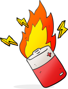 Bir insan tarafından çizilmiş serbest çizim alevli batarya.