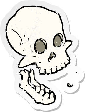 Bir insanın çizdiği gülen kafatası karikatürünün gerilimli yapıştırması.