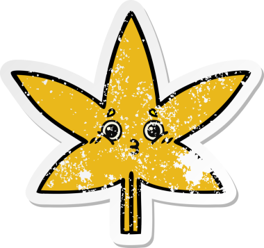 Bir insan tarafından çizilmiş bir sonbahar yaprağının hüzünlü çıkartması.