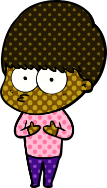 Bir insan tarafından çizilmiş sinirli çizgi film çocuğu.