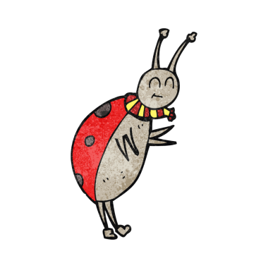 Bir insan tarafından çizilmiş el yazısı desenli uğurböceği.