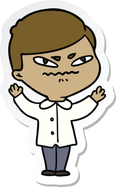 Bir insan tarafından çizilmiş kızgın bir adamın çıkartması.