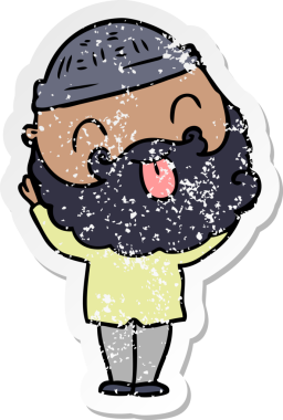 Bir insan tarafından çizilmiş sakallı bir adamın sıkıntılı çıkartması.