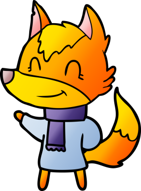 Bir insan tarafından çizilmiş tilki çizgi film karakteri