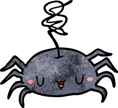 Bir insan tarafından çizilmiş cadılar bayramı örümceği çizgi filmi.