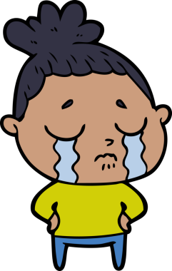 Bir insan tarafından çizilmiş ağlayan kadın çizgi filmi.