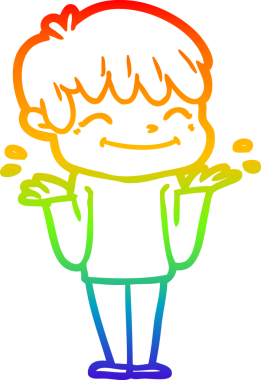 gökkuşağı gradyan çizgi çizimi bir insan tarafından çizilmiş mutlu bir çocuk