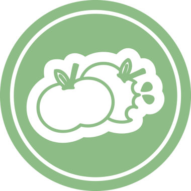 Bir insan tarafından çizilmiş ısırılmış elmalar dairesel simgesi