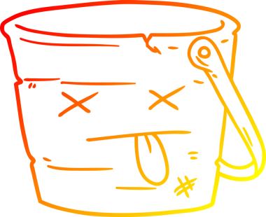 Bir insan tarafından çizilen kova tepsisinin sıcak gradyan çizimi