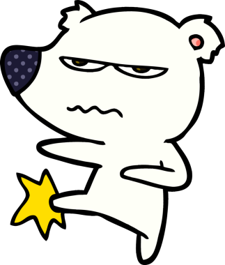 Bir insan tarafından çizilen kızgın kutup ayısı çizgi filmi.