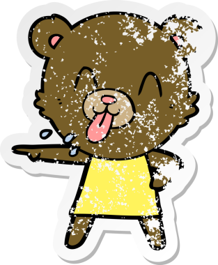 Bir insan tarafından çizilmiş kaba bir çizgi film ayısının sıkıntılı çıkartması