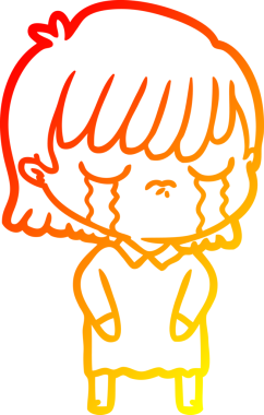 Bir insan tarafından çizilmiş, ağlayan bir çizgi kadın çizimi.