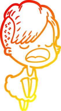 Bir insan tarafından çizilmiş havalı bir hippi kızın sıcak çizgi çizimi.