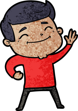 Bir insan tarafından çizilmiş mutlu çizgi film adamı.