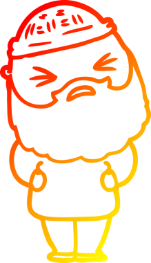 Bir insan tarafından çizilmiş sakallı bir çizgi film karakteri.